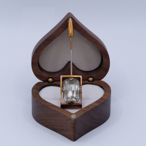 Vintage Art Deco Faceted Rhinestone Stick Pin Brooch 3” Goldtone Statement Piece - Picture 15 of 15